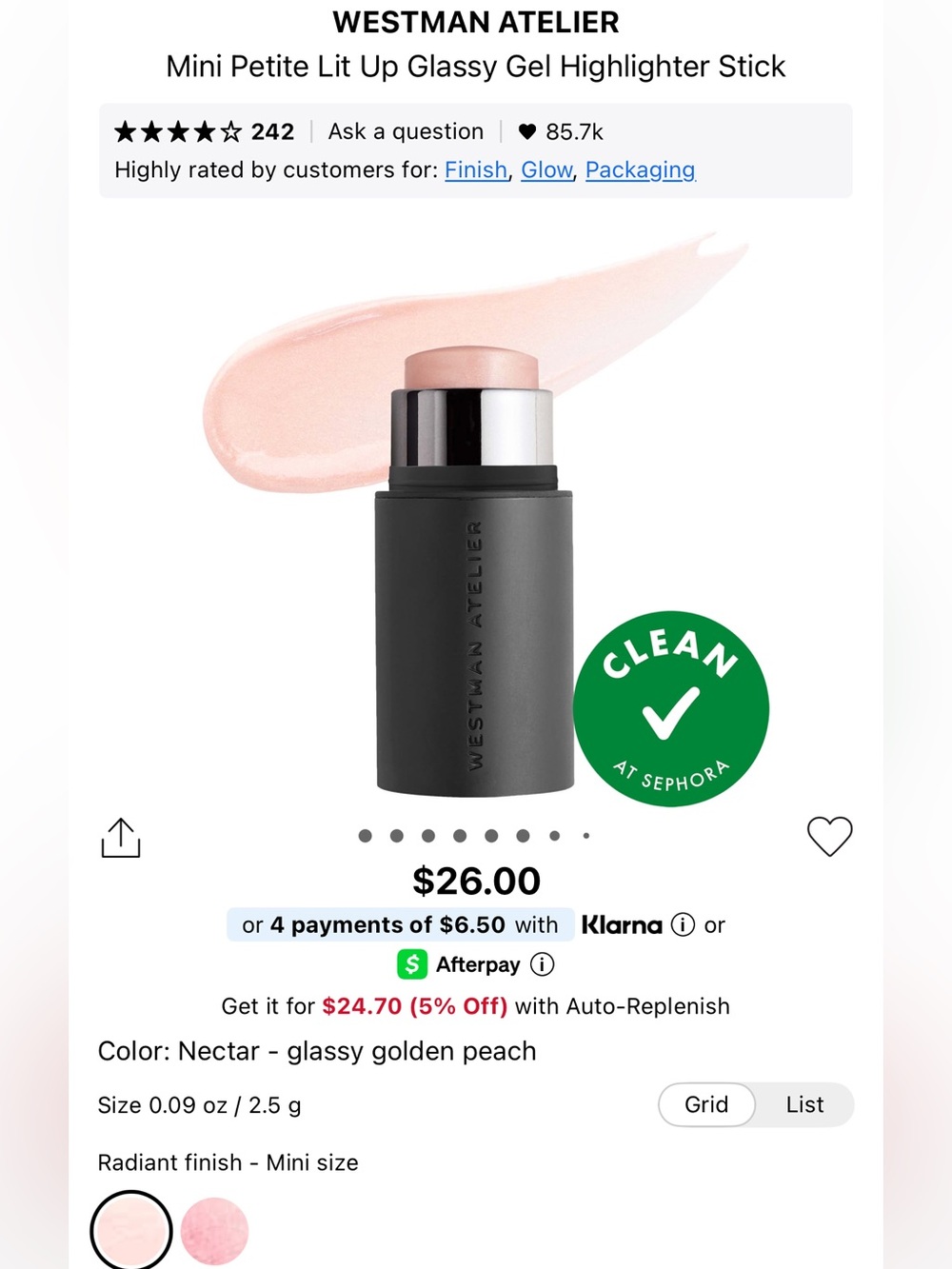 Westman Atelier Glassy Gel Highlighter Stick — Golden Peach Nectar